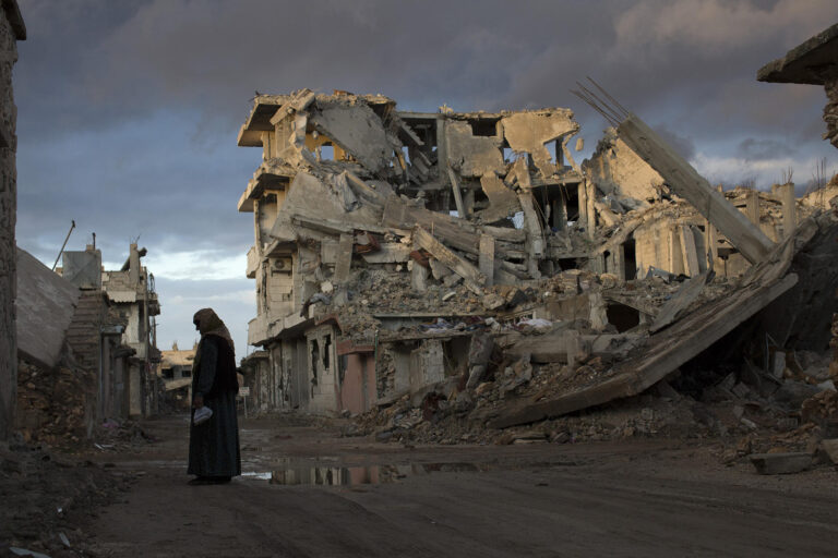 The aftermath of an invasion by the Islamic State  that was repelled, in Kobani, Syria